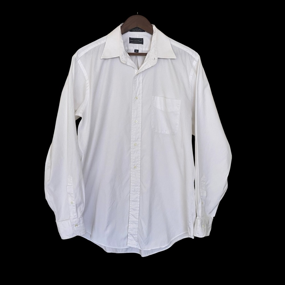 Preswick & Moore‎ Vintage Men's White Pinpoint Oxford Shirt 16.5 35 Regular Fit